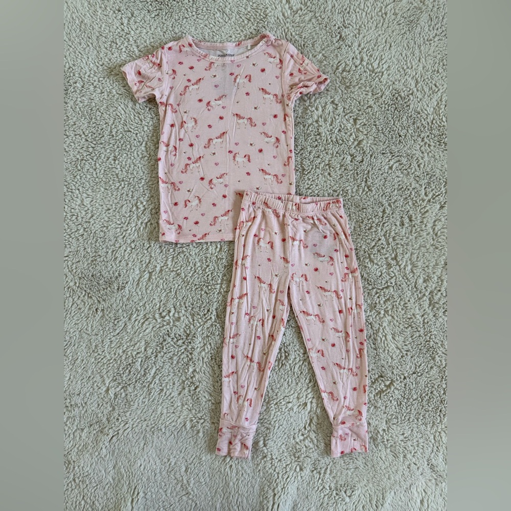 Posh Peanut Classic Pajama Set in Pink Unicorn - 2T